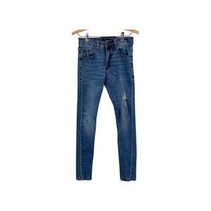 Aeropostale Mens Blue Denim Super Skinny Jeans‎ Distressed Details Size 28x30